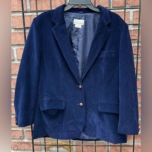 Vintage Compositions Navy Blue Corduroy Blazer